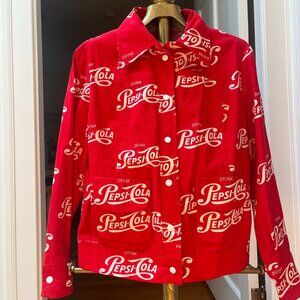 Red Pepsi Cola Vintage Denim Jacket with white snap buttons